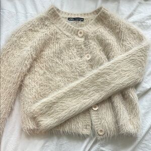Zara Cream Fuzzy Women's Sweater